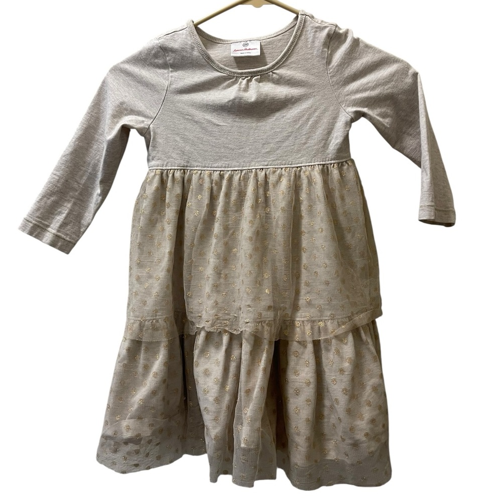 Hanna Andersson Kids Dress in Gray and Cream